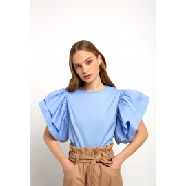   Μπλούζα ποπλίνα με μεγάλα μανίκια. Κωδ.17.32022-..