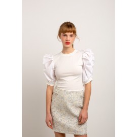 Μπλούζα Γυναικεία με Ριπ τοπ με φουσκωτά μανίκια. Κωδ.17.32002-hs