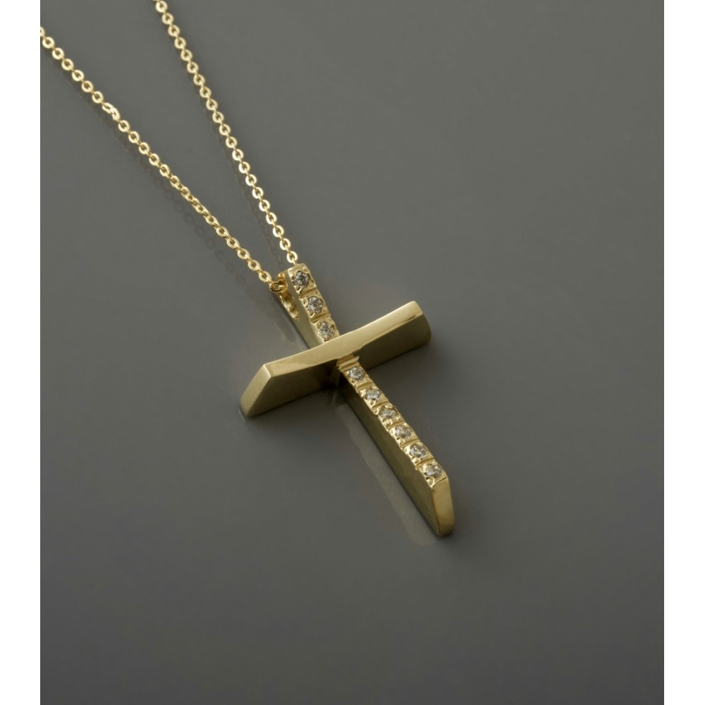 Σταυρός με  αλυσίδα  από χρυσό  14 Καρατίων  Val"Oro